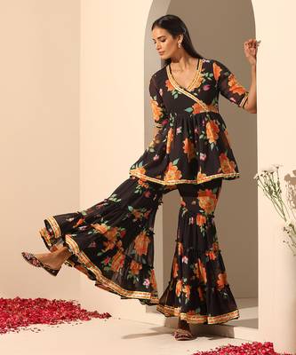 Black georgette sharara set 2