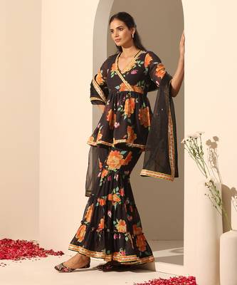 Black georgette sharara set 3