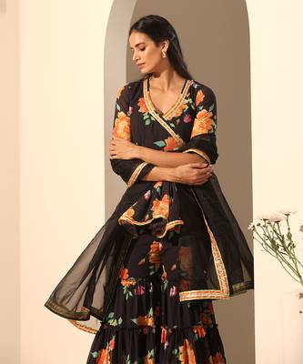Black georgette sharara set 4