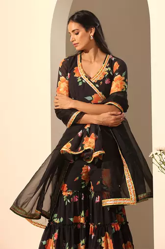 Black georgette sharara set