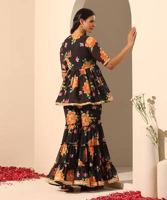 Black georgette sharara set 5