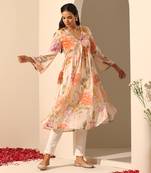 Peach georgette kurta pant set