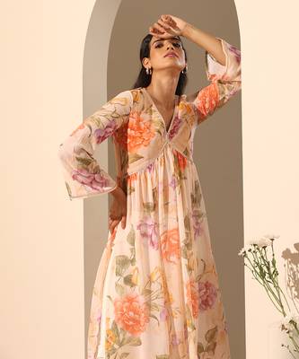 Peach georgette kurta pant set 4