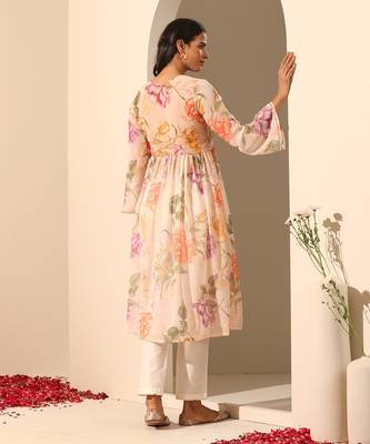 Peach georgette kurta pant set 5