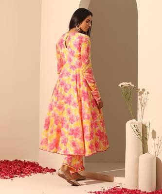 Yellow muslin angrakha set 5