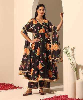 Black georgette angrakha set 1