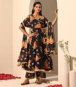 Black georgette angrakha set
