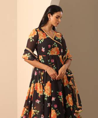 Black georgette angrakha set 3