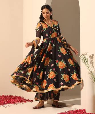 Black georgette angrakha set 4