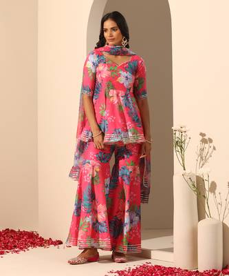 Pink muslin sharara set 1