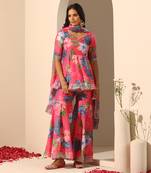 Pink muslin sharara set