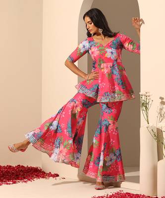 Pink muslin sharara set 2