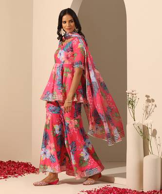 Pink muslin sharara set 3