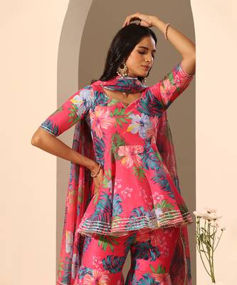 Pink muslin sharara set 4