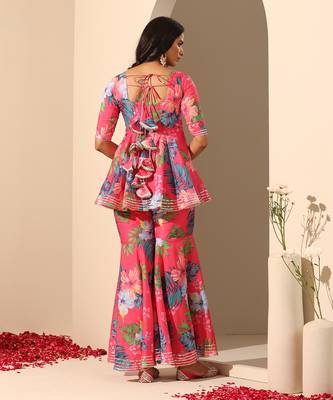 Pink muslin sharara set 5