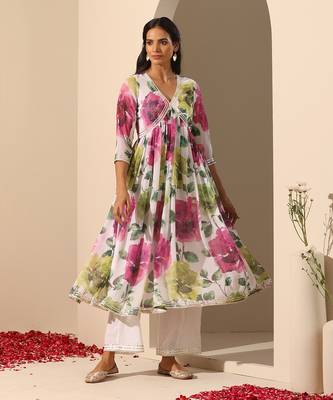 White georgette anarkali set 2