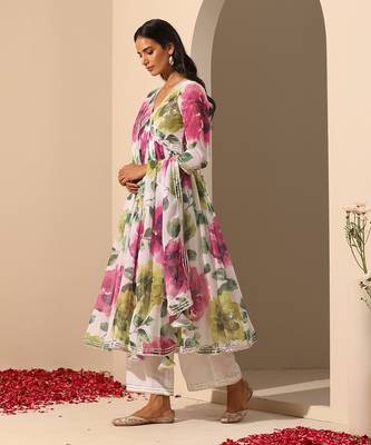 White georgette anarkali set 3