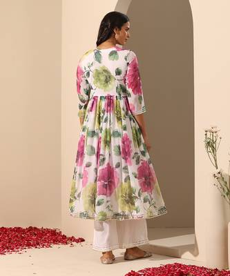 White georgette anarkali set 5