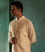 Ivory tissue stripe nehru jacket