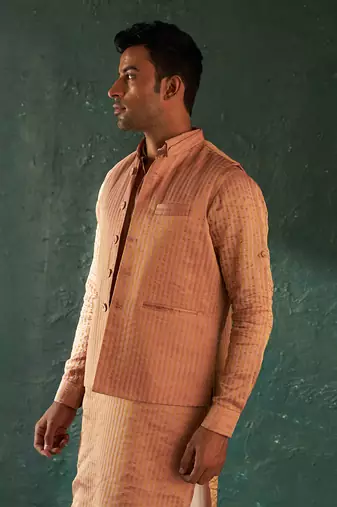 Rose pink tissue stripe bundi