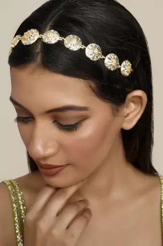 Handcrafted kundan hair jewellery