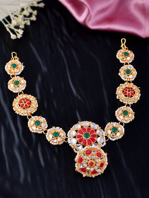Kundan rajputi borla matha patti hairband 1