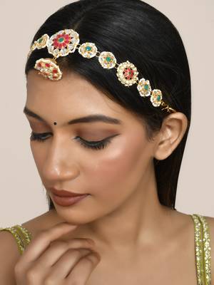 Kundan rajputi borla matha patti hairband 2