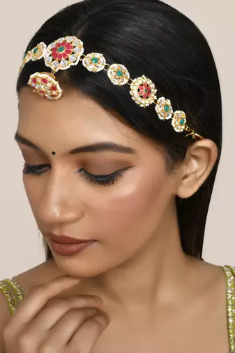Kundan rajputi borla matha patti hairband
