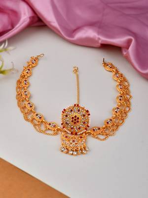 Cz handcrafted wedding borla sheeshpatti 1