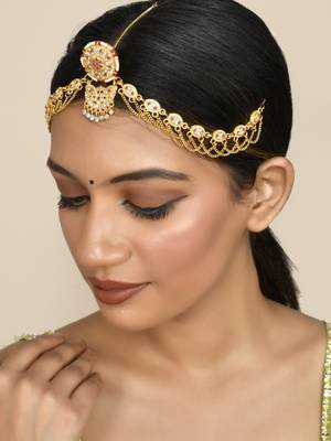 Cz handcrafted wedding borla sheeshpatti 2