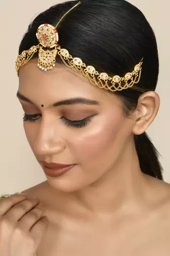 Cz handcrafted wedding borla sheeshpatti