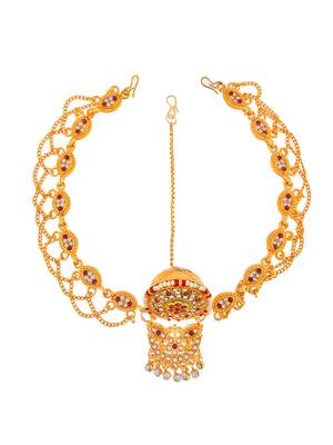 Cz handcrafted wedding borla sheeshpatti 4