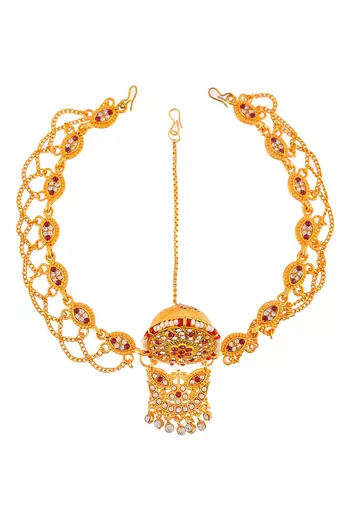 Cz handcrafted wedding borla sheeshpatti