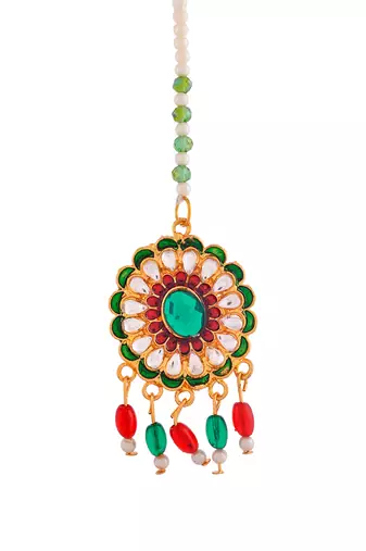 Meenakari kundan matha tikka