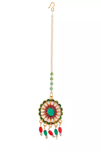 Meenakari kundan matha tikka