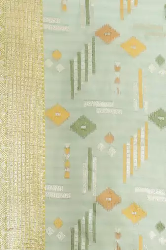 Green woven tissue saree with blouse