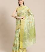 Green woven tissue saree with blouse