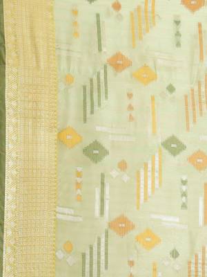 Green woven tissue saree with blouse 3