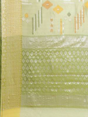 Green woven tissue saree with blouse 4