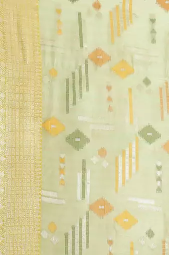 Green woven tissue saree with blouse