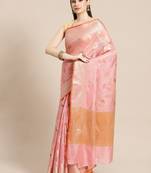 Peach woven tissue saree with blouse