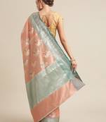Peach woven tissue saree with blouse