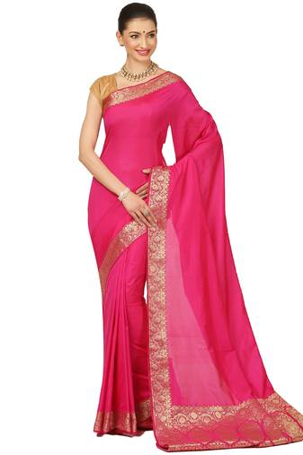 Pink woven tissue saree with blouse