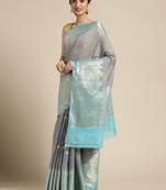 Grey woven pure cotton saree with blouse