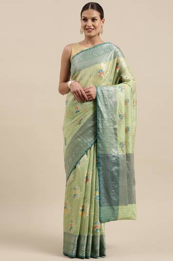 Peach woven pure cotton saree with blouse