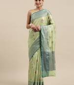 Peach woven pure cotton saree with blouse