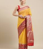 Gold woven pure cotton saree with blouse