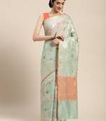 Green woven tissue saree with blouse