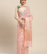 Pink woven tissue saree with blouse