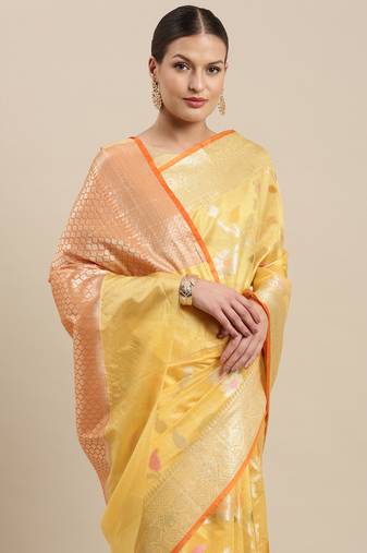 Gold woven tissue saree with blouse